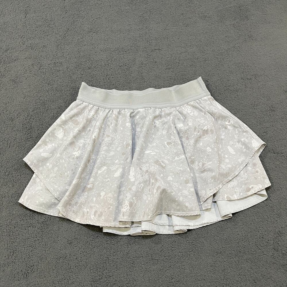 Lululemon Court Rival Light Gray White High Rise Tennis Skirt Skort Women's Sz 6